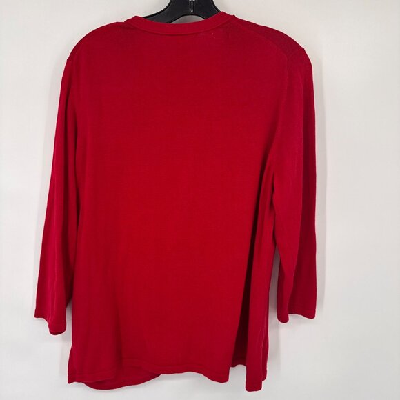 COLDWATER CREEK Red 3/4 Sleeve Cardigan Sweater Size 1X Plus womens cotton - Picture 8 of 9